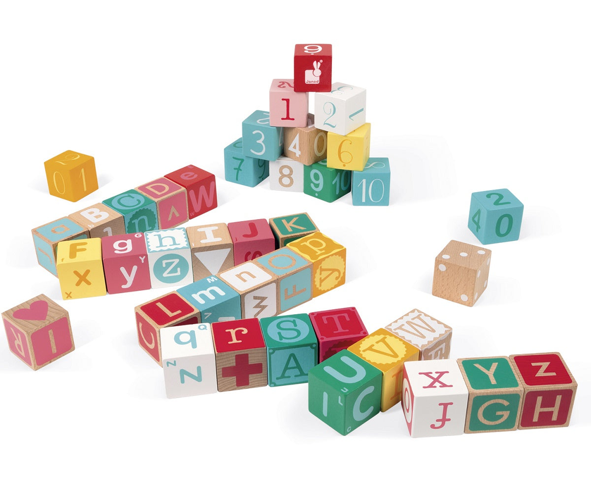 Kubix 40 Letter and Number Blocks with Play Mat