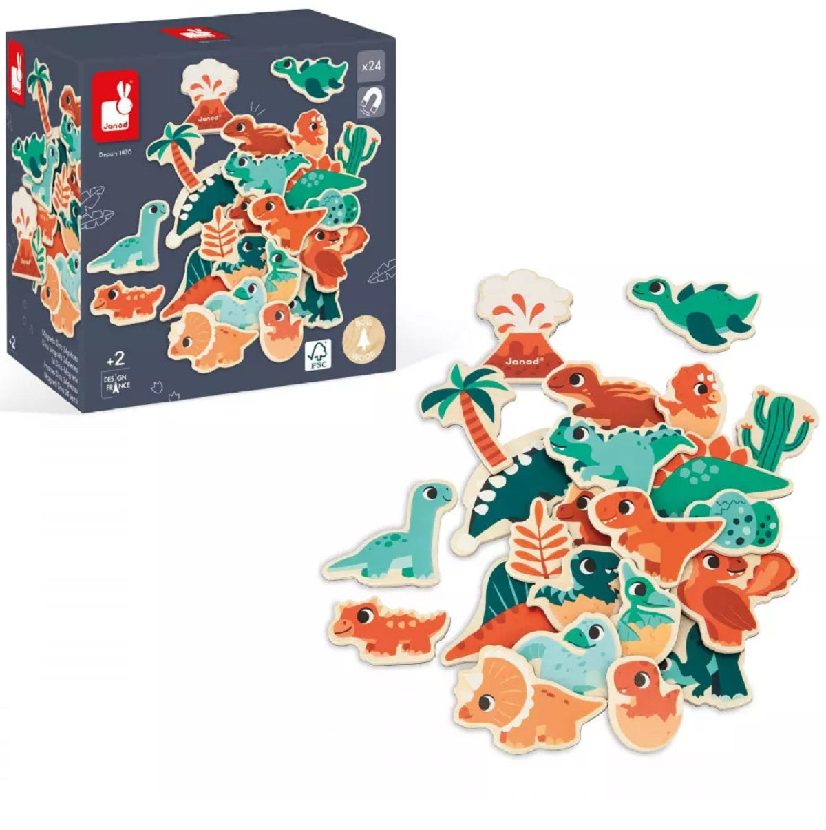 Dinosaur Magnets Set - 24 Pieces