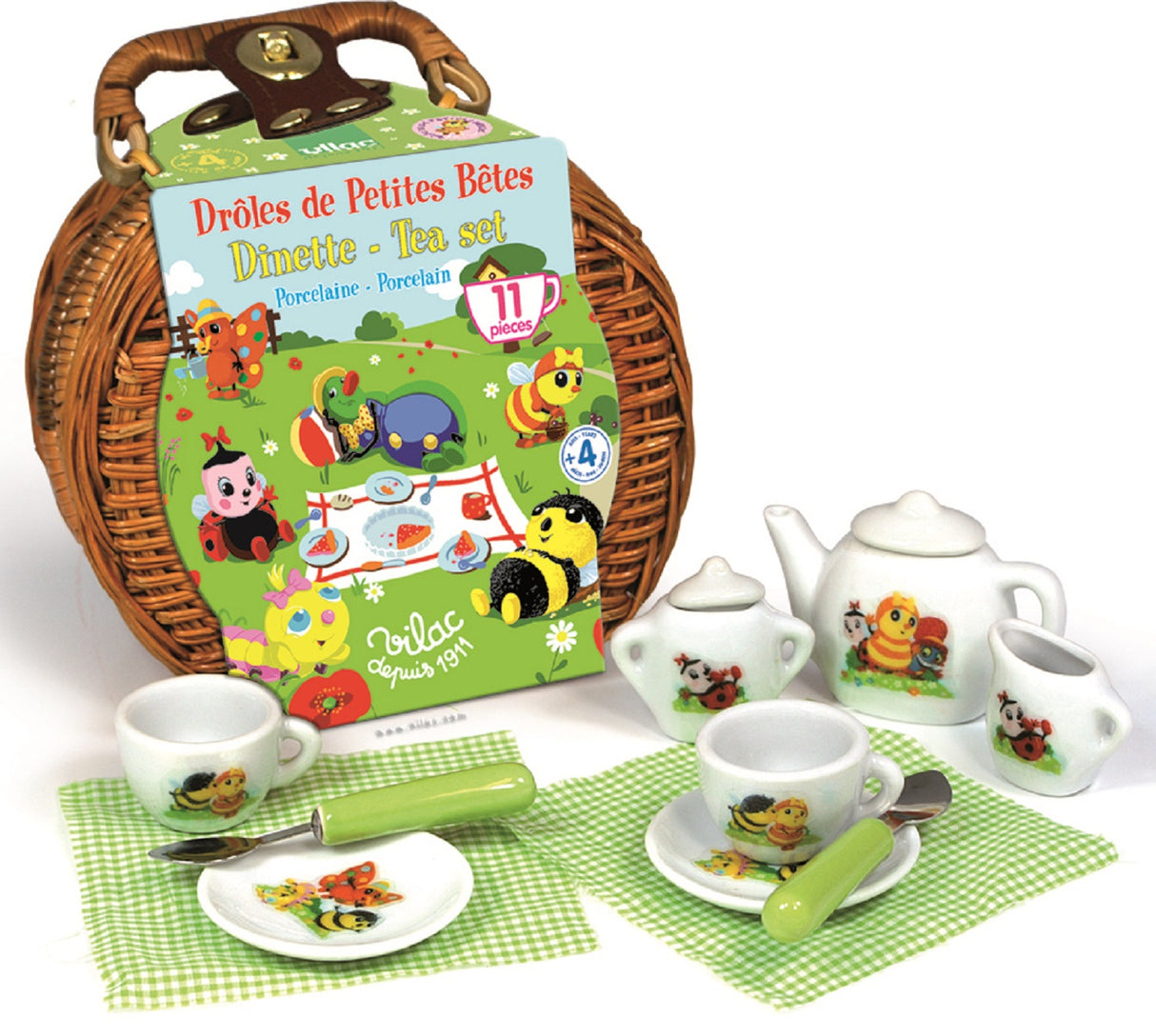 Porcelain Funny Little Bugs Doll's Tea Set