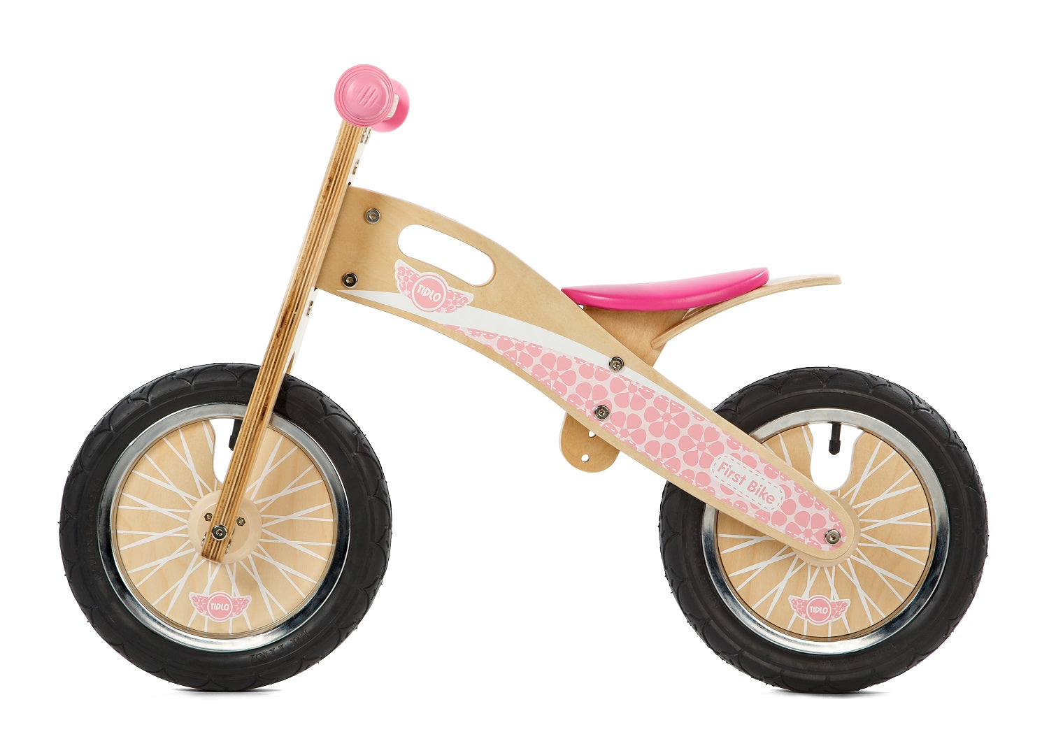 John Crane Tidlo Pink Wooden Balance Bike