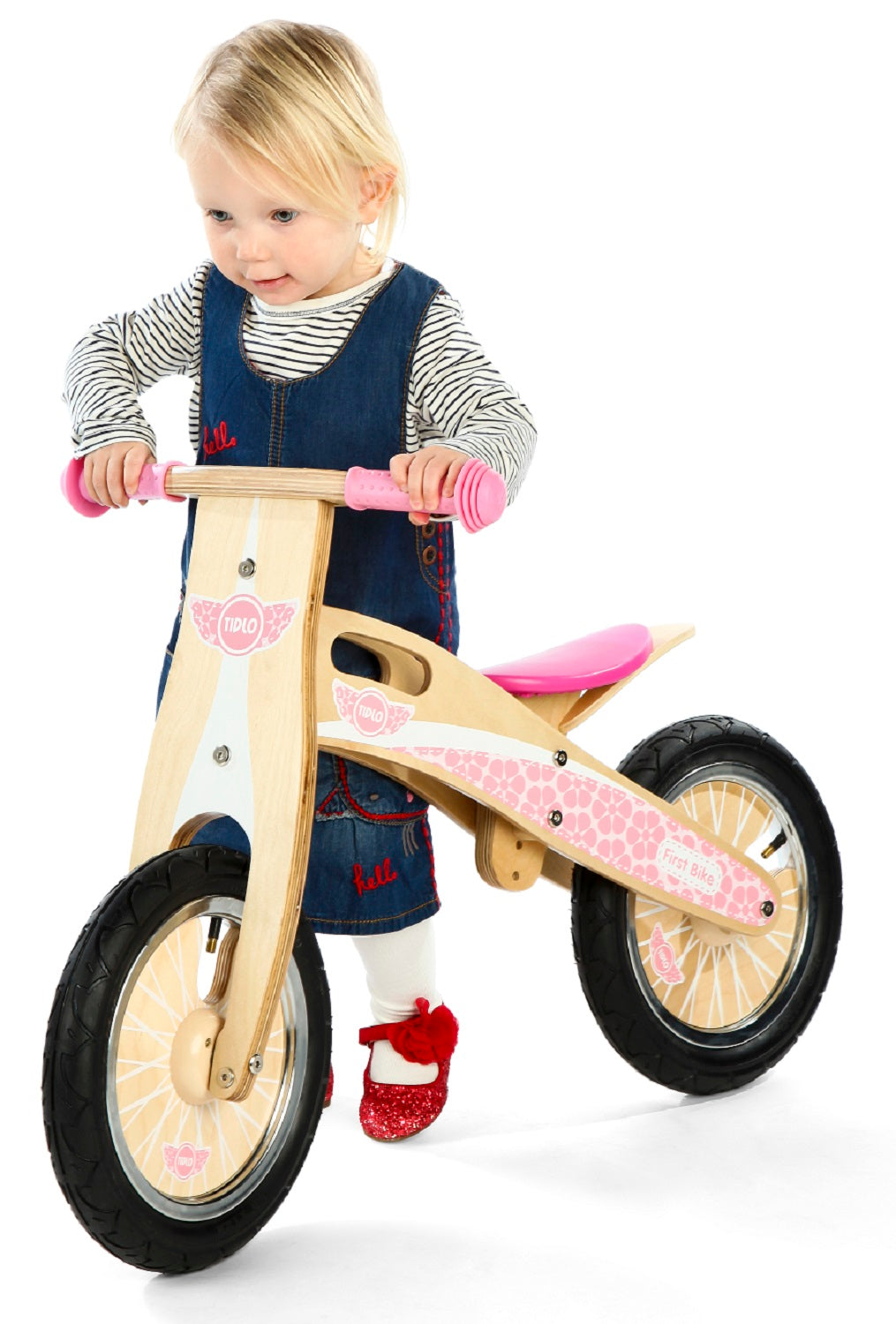 John Crane Tidlo Pink Wooden Balance Bike