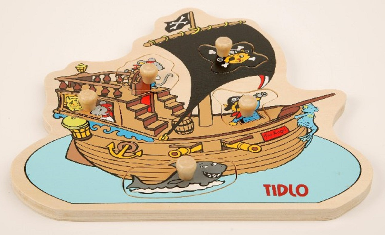 Wooden Pirate Ship Peg Puzzle