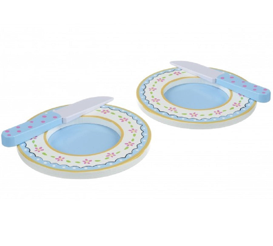 Set of Wooden Side Plates and Knives