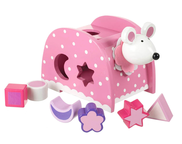 Pink Mouse Wooden Shape Sorter
