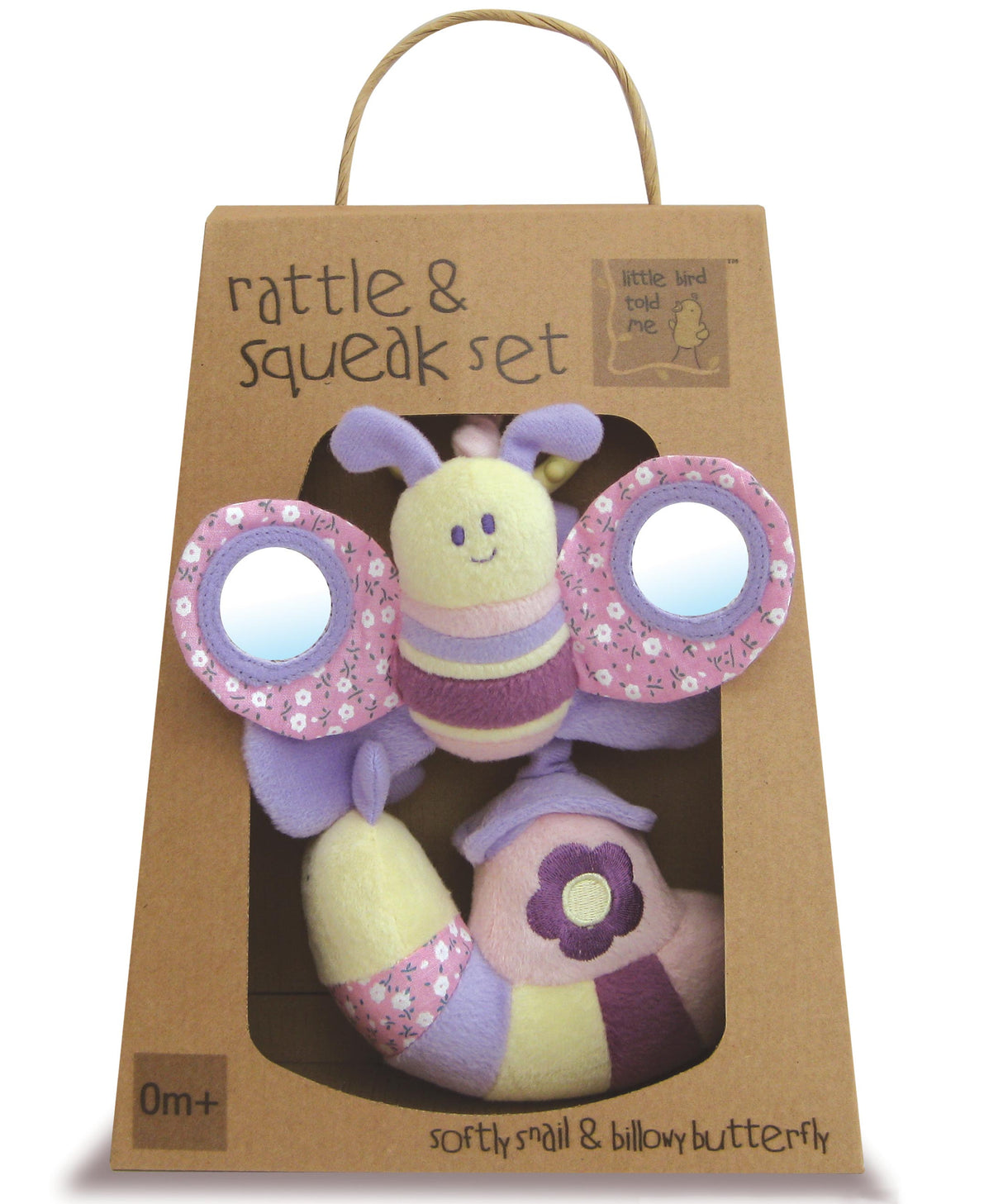 Little Bird Told Me Rattle and Squeak Set Butterfly and Snail