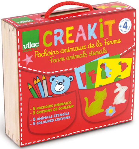 Wooden Animal Stencil Set in a Suitcase