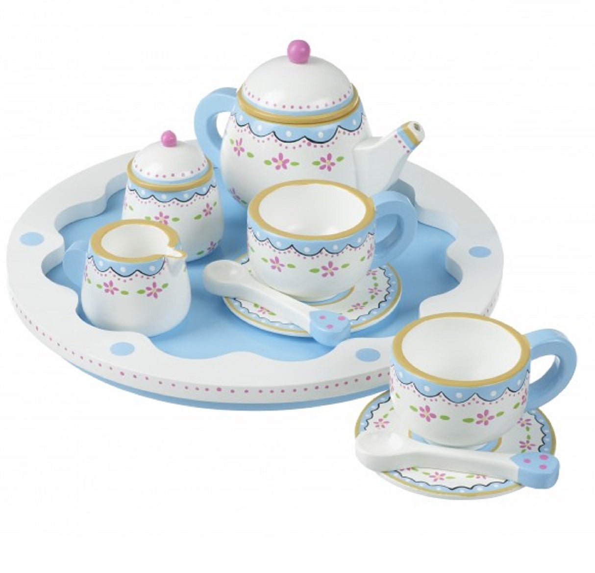 Wooden Tea Set & Tray