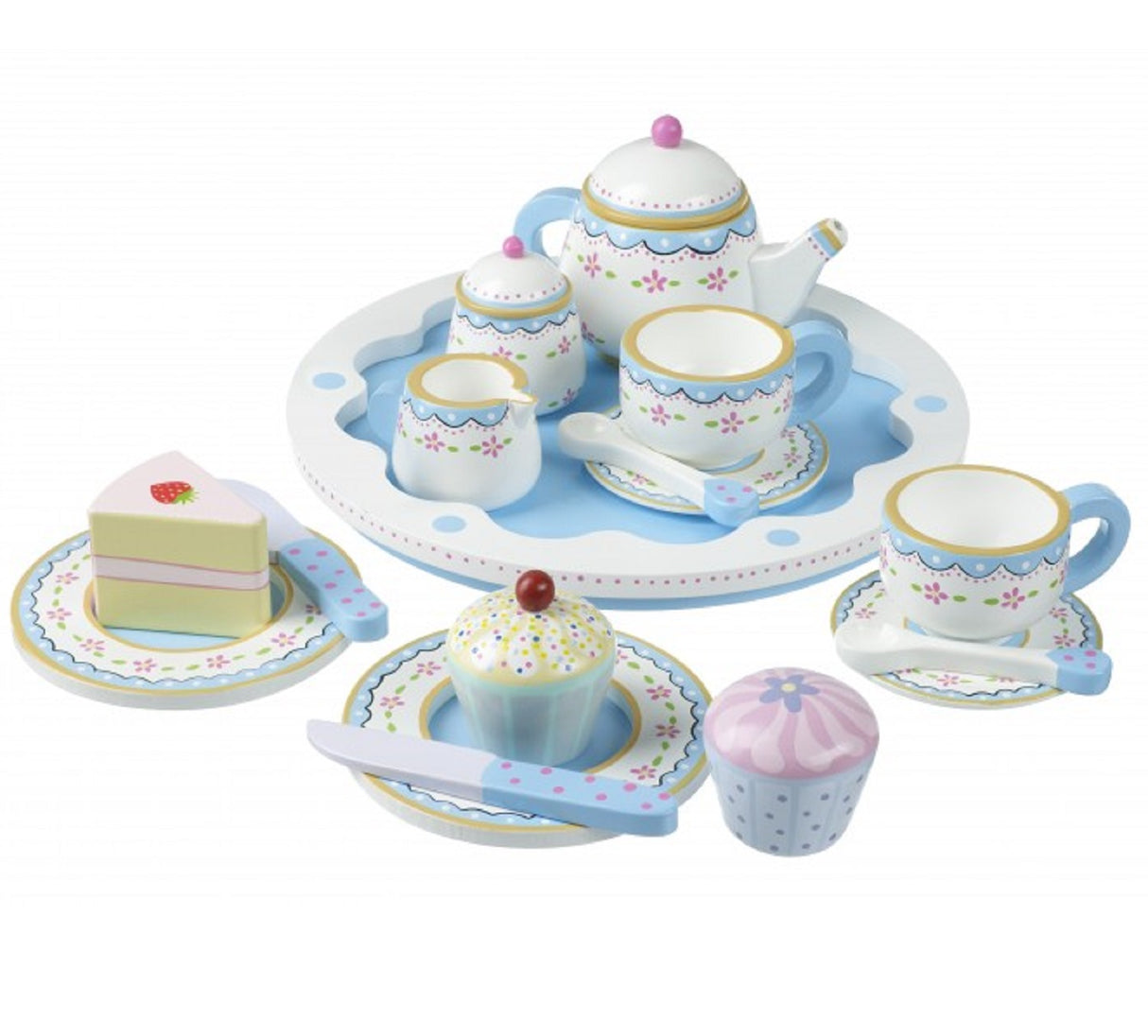 Wooden Tea Set & Tray