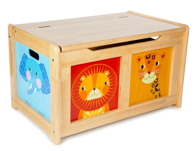 Natural Wooden Jungle Toy Chest