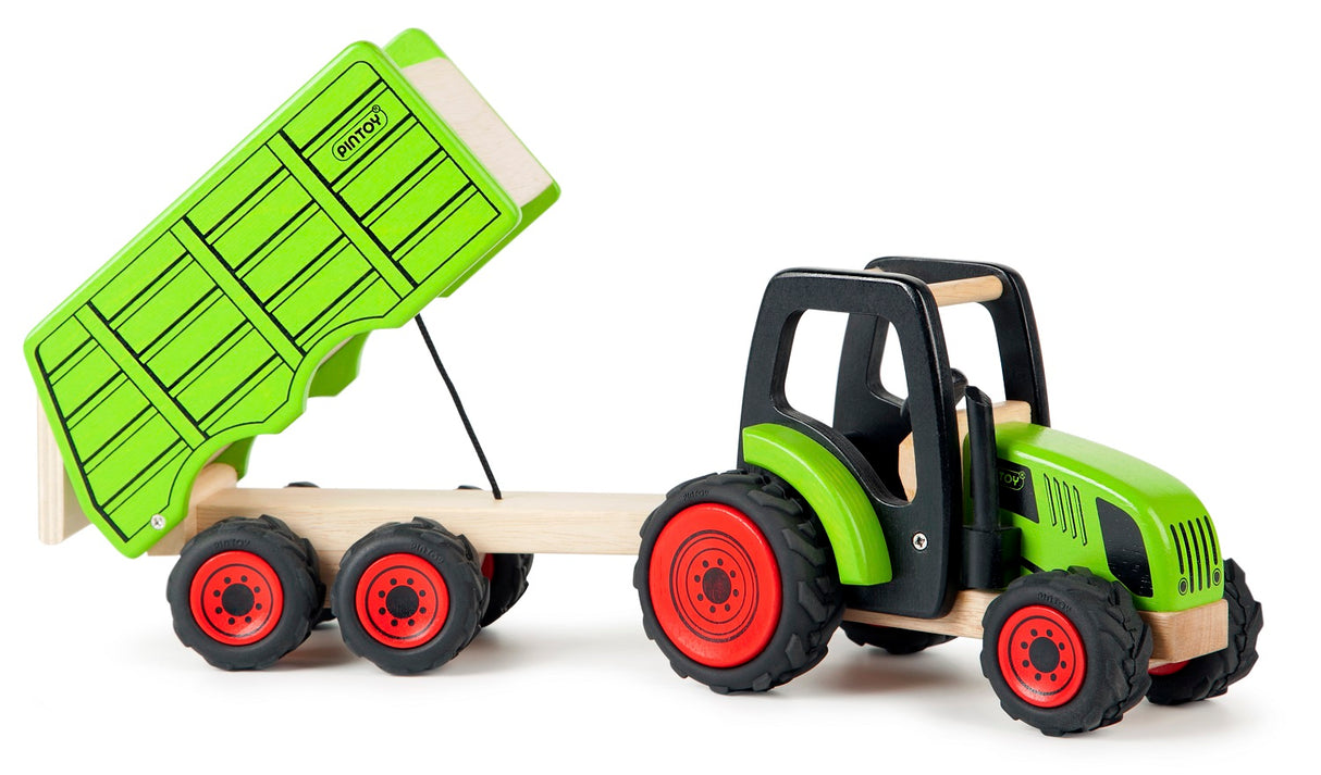 Large Wooden Tractor & Trailer