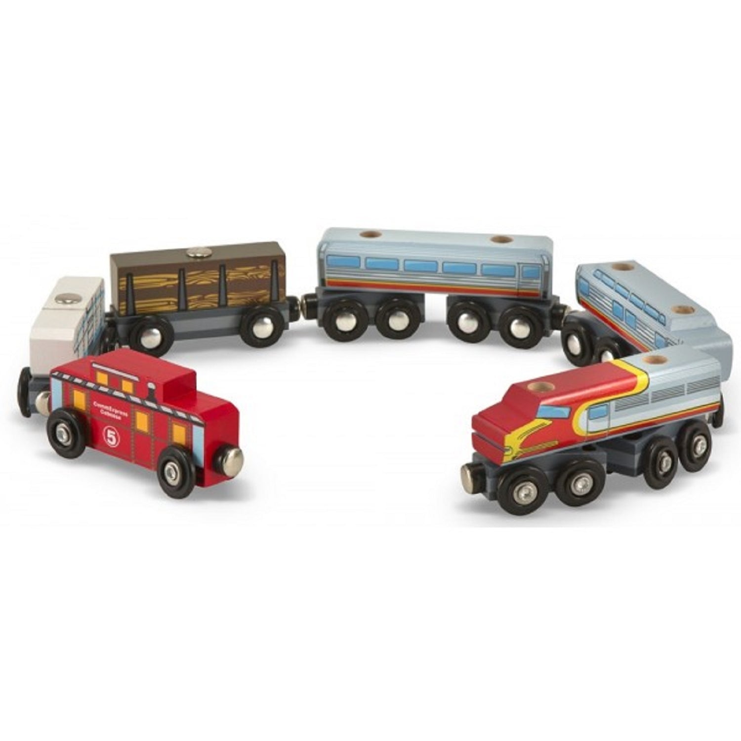 8 Piece Wooden Train Car Set