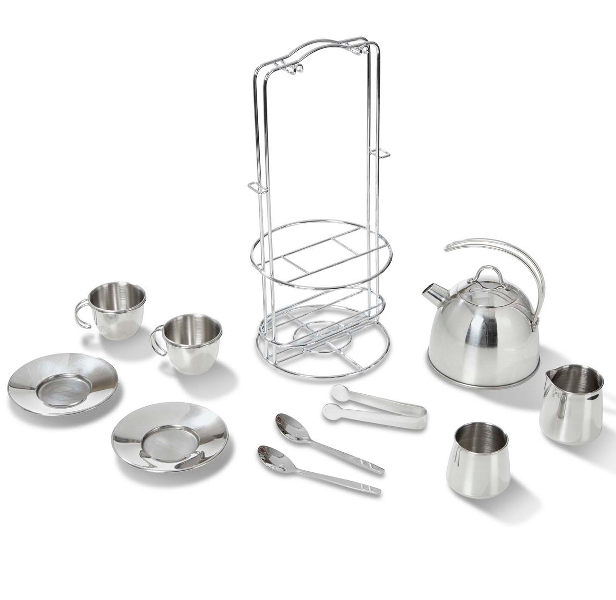 Stainless Steel Tea Set and Stand
