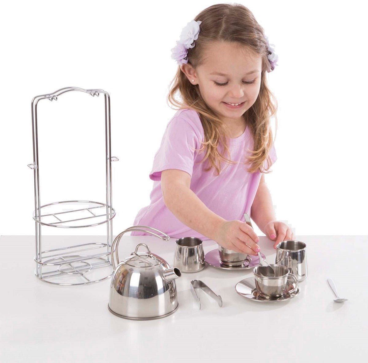 Stainless Steel Tea Set and Stand