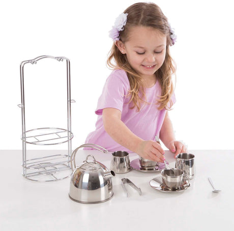 Stainless Steel Tea Set and Stand