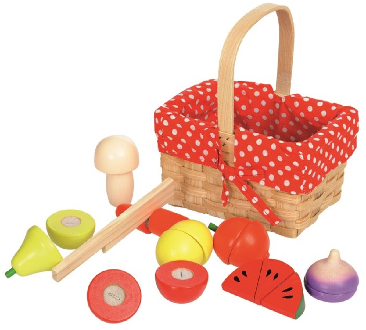 Fruit and Veg Set in a Wicker Basket