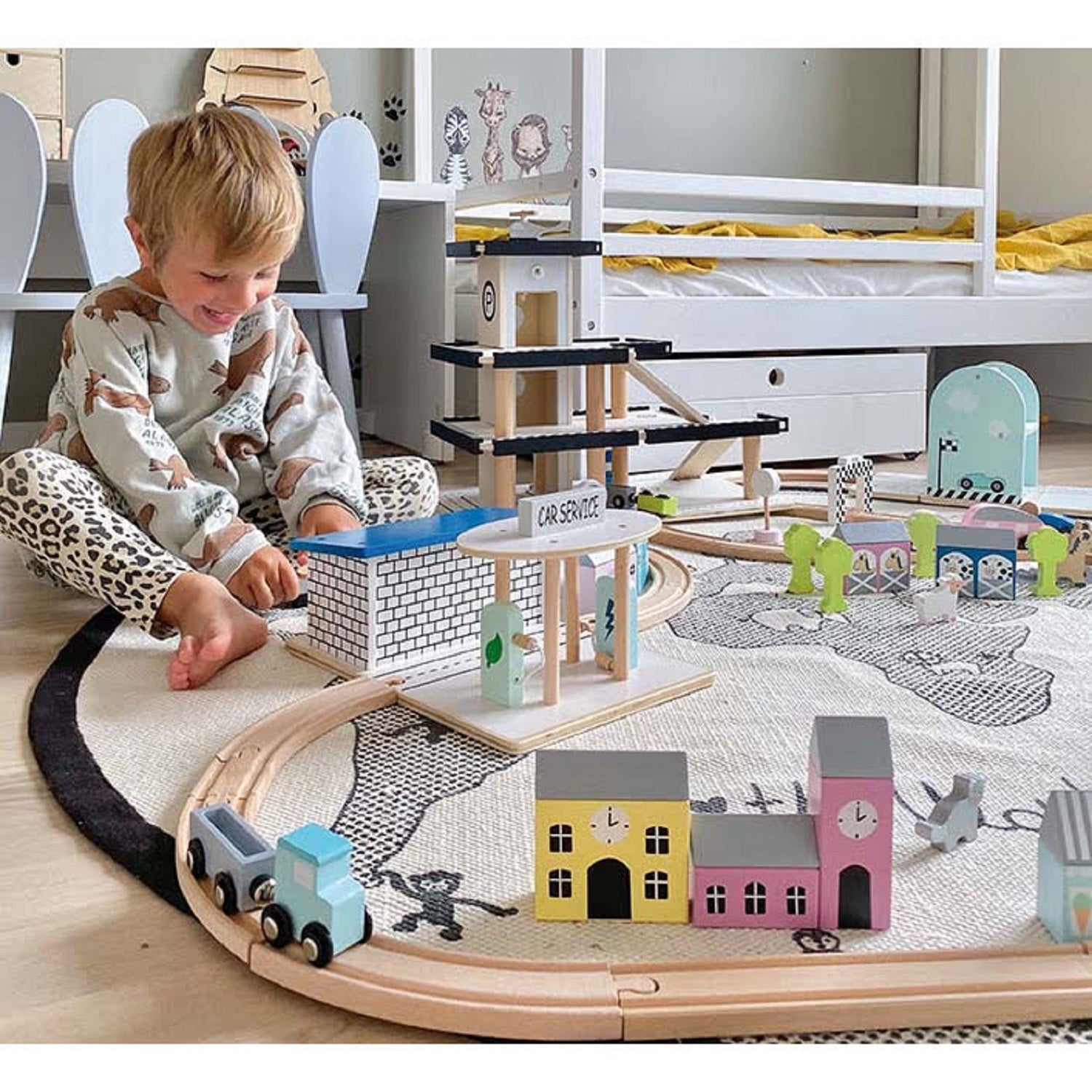 JaBaDaBaDo Wooden Toy Train Set