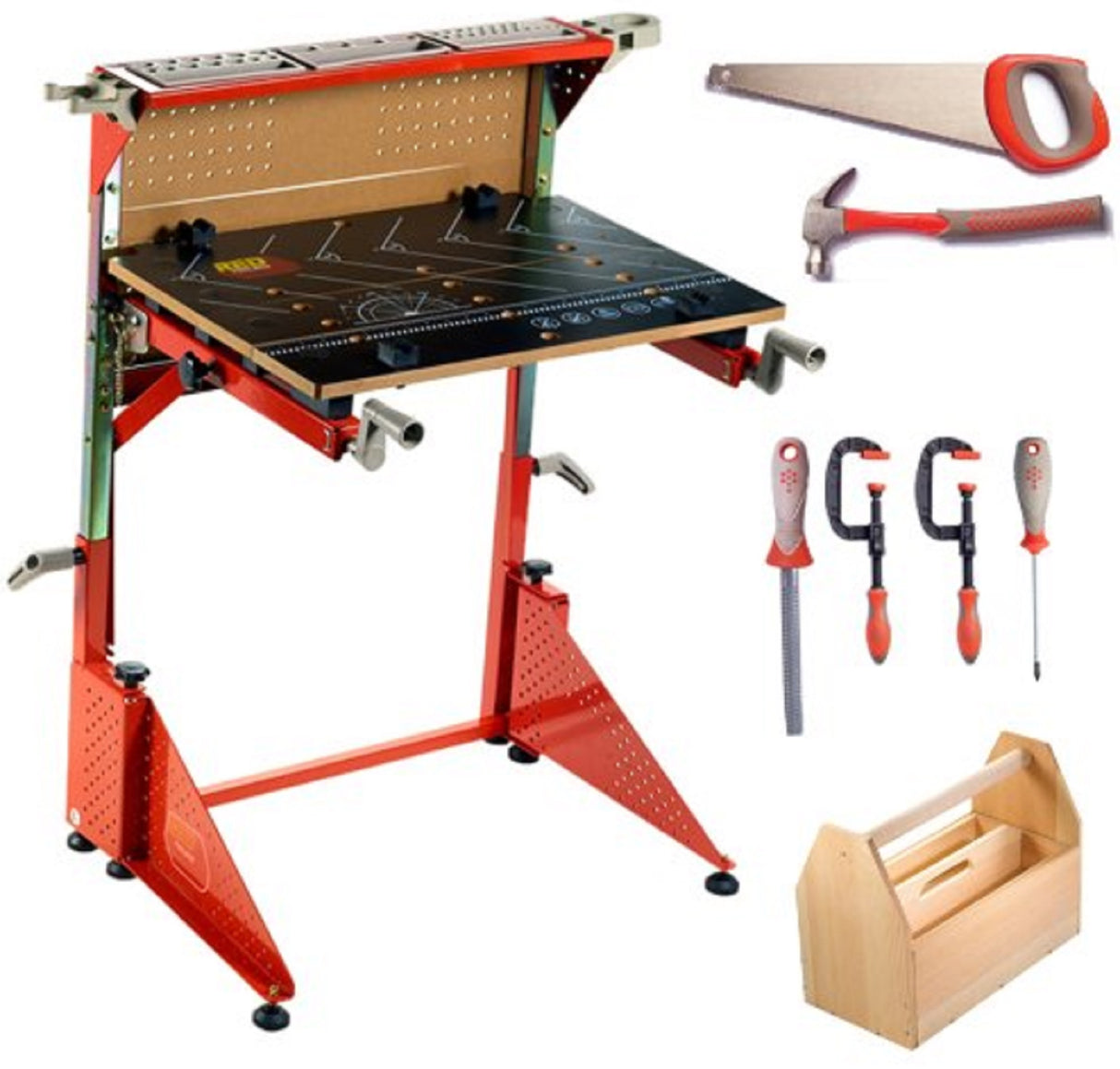 Workbench with Real Tools & Woodwork Toolbox Kit