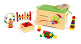 Toy Box and Seat - Includes 6 Wooden Toys