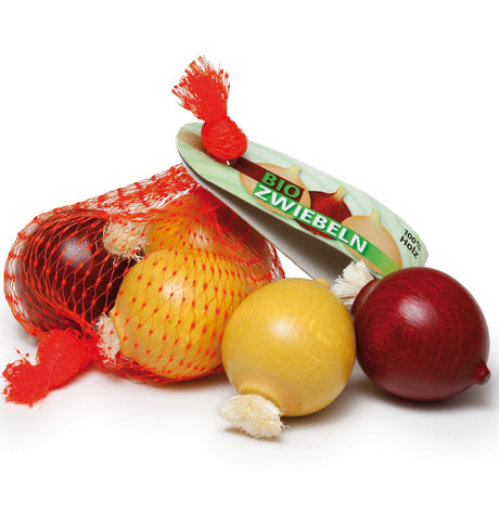 3 x Wooden Onions in a Net