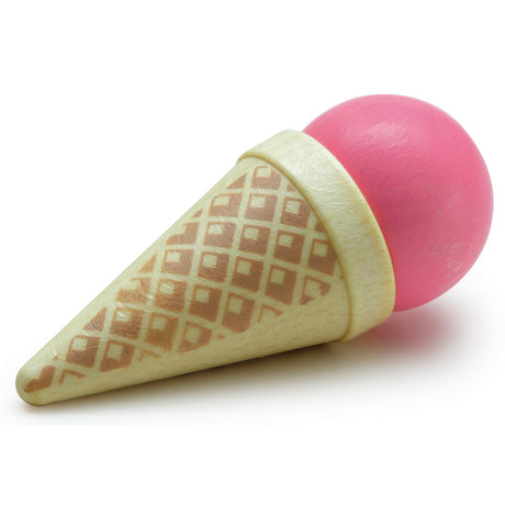 1 x Wooden Ice Cream Cone - Strawberry