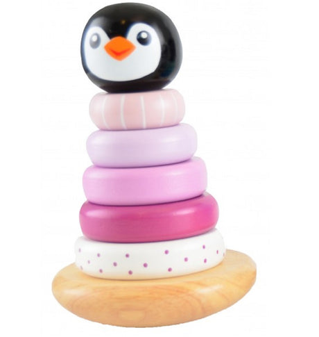 Wooden Wobbly Stacking Penguin - Pink