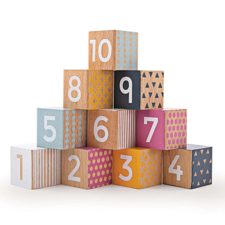 Bigjigs Toys Wooden Number Blocks Learning Toy for Toddlers 10 Pieces
