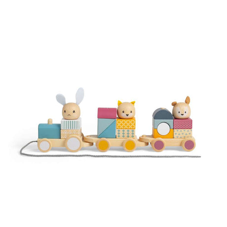 Bigjigs Toys FSC Certified Activity Pull Along Train Wooden Stacking Toy and Puzzle for Toddlers 12 Months Plus