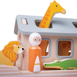 Bigjigs Toys Wooden Noahs Ark Toy Playset with 12 Animals and 2 Figures