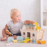 Bigjigs Toys Wooden Noahs Ark Toy Playset with 12 Animals and 2 Figures