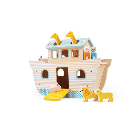 Bigjigs Toys Wooden Noahs Ark Toy Playset with 12 Animals and 2 Figures