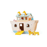 Bigjigs Toys Wooden Noahs Ark Toy Playset with 12 Animals and 2 Figures