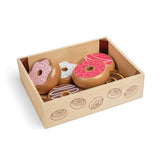 Bigjigs Toys Wooden Doughnut Crate Play Food Set with 6 Doughnuts