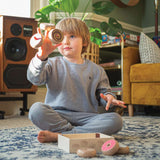 Bigjigs Toys Wooden Doughnut Crate Play Food Set with 6 Doughnuts