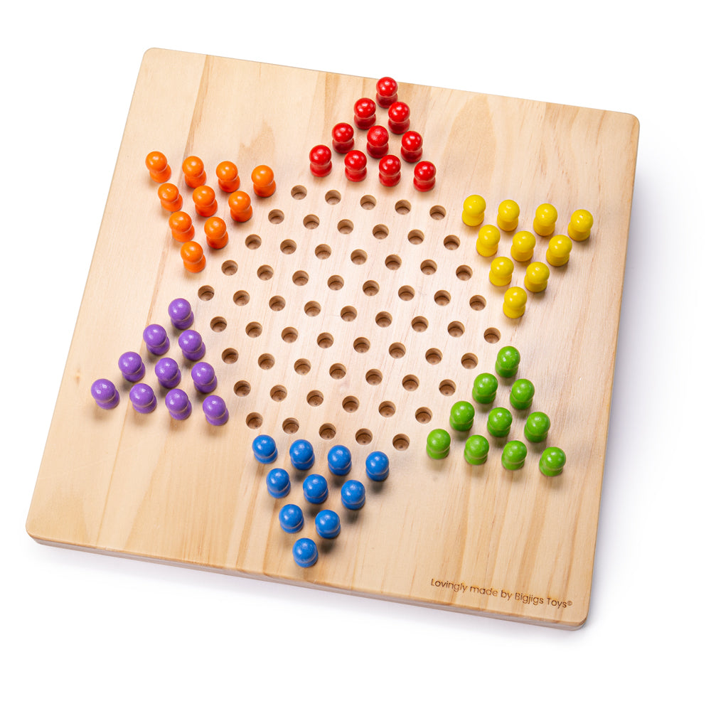 Bigjigs Toys Wooden Chinese Chequers Strategy Board Game for Kids 3 Years +