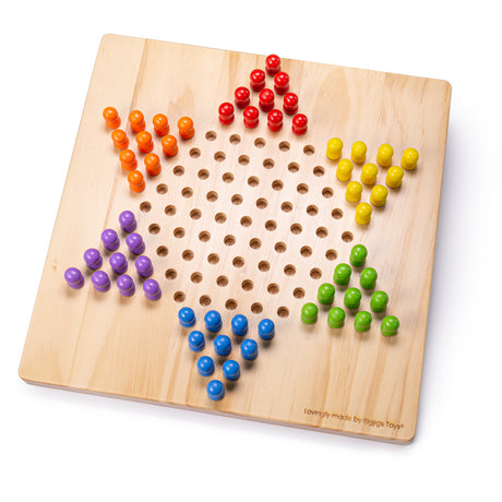 Bigjigs Toys Wooden Chinese Chequers Strategy Board Game for Kids 3 Years +