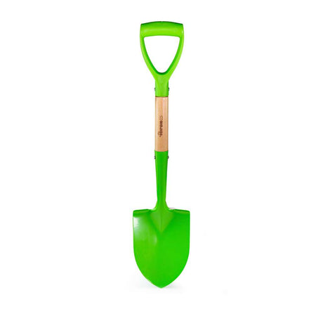 Bigjigs Toys Wooden Short Handle Pointed Spade Kids Gardening Tool Green