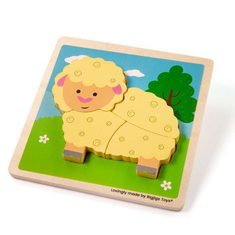Bigjigs Toys Chunky Lift Out Sheep Wooden Puzzle for Toddlers 4 Pieces 12 Months Plus