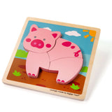 Bigjigs Toys Chunky Lift Out Pig Wooden Puzzle 4 Pieces 12 Months Plus