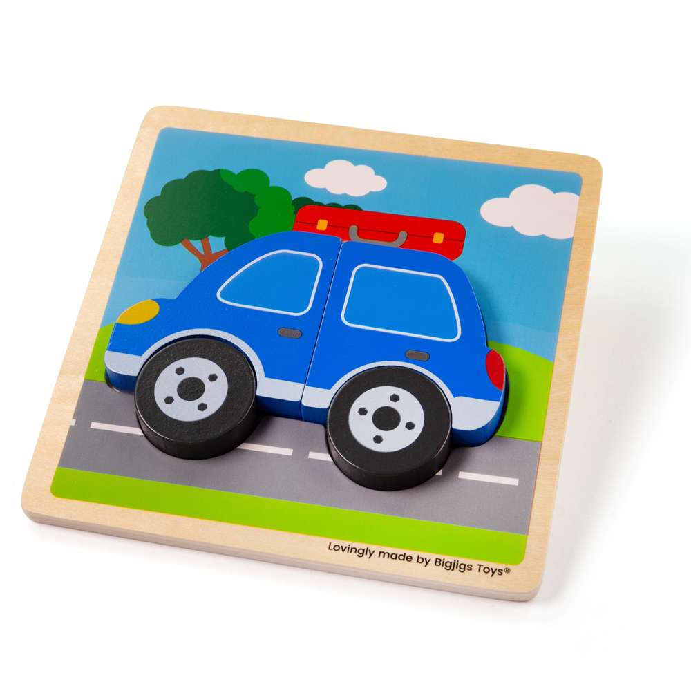 Bigjigs Toys Chunky Lift Out Car Wooden Puzzle for Toddlers 12 Months Plus