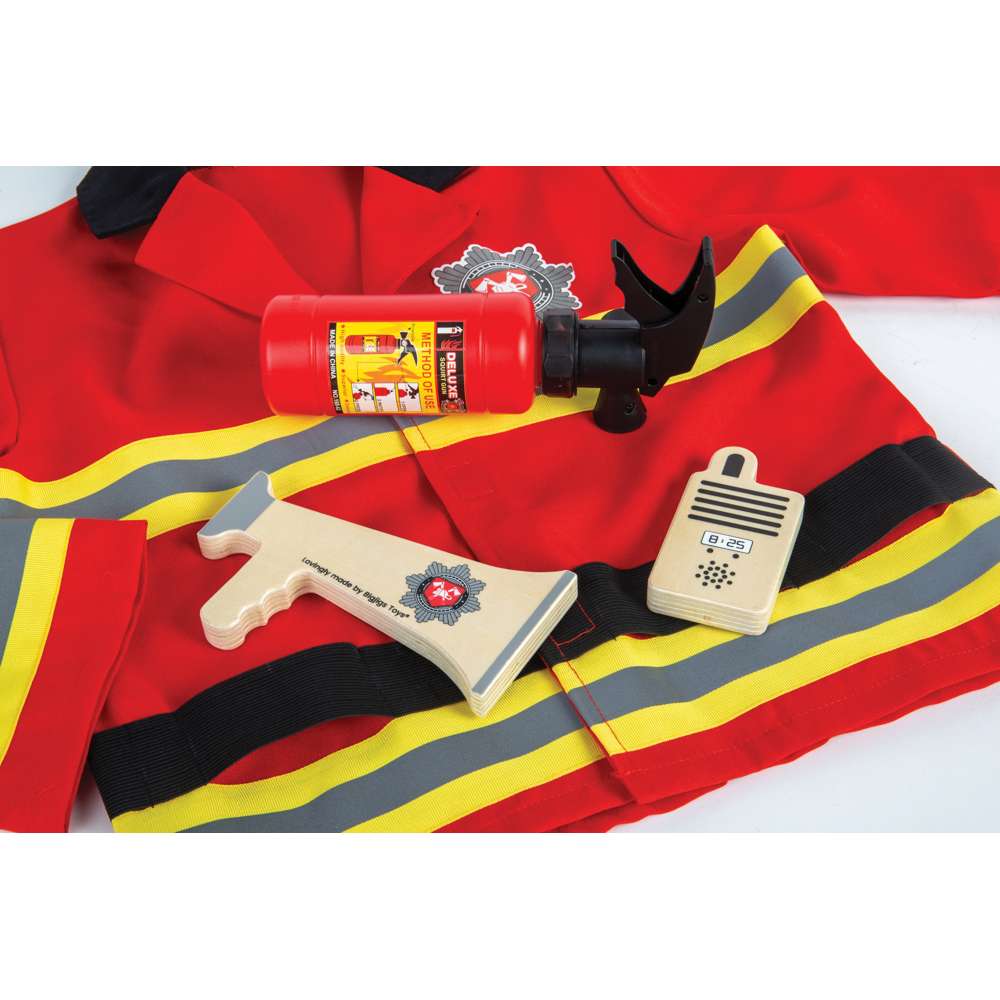 Bigjigs Toys Firefighter Kids Fancy Dress Costume Set with Accessories for Ages 3 to 5 Years