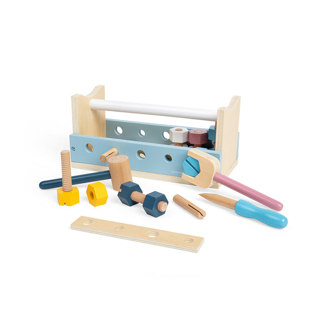 Bigjigs Toys Wooden Carpenters Workbench and Toolbox 12 Piece Kids Tool Set