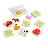 Bigjigs Toys Farm Find and Feel Sensory Puzzle 10 Piece Educational Wooden Toy for Toddlers 10 Months Plus