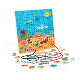 Bigjigs Toys Marine Lace-a-Shape Wooden Threading Game for Toddlers with 30 Shapes and 6 Laces