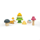 Bigjigs Toys Forest Friends Silicone and Wooden Montessori Stacking Toy Set 12 Months+