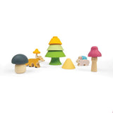 Bigjigs Toys Forest Friends Silicone and Wooden Montessori Stacking Toy Set 12 Months+