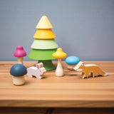 Bigjigs Toys Forest Friends Silicone and Wooden Montessori Stacking Toy Set 12 Months+