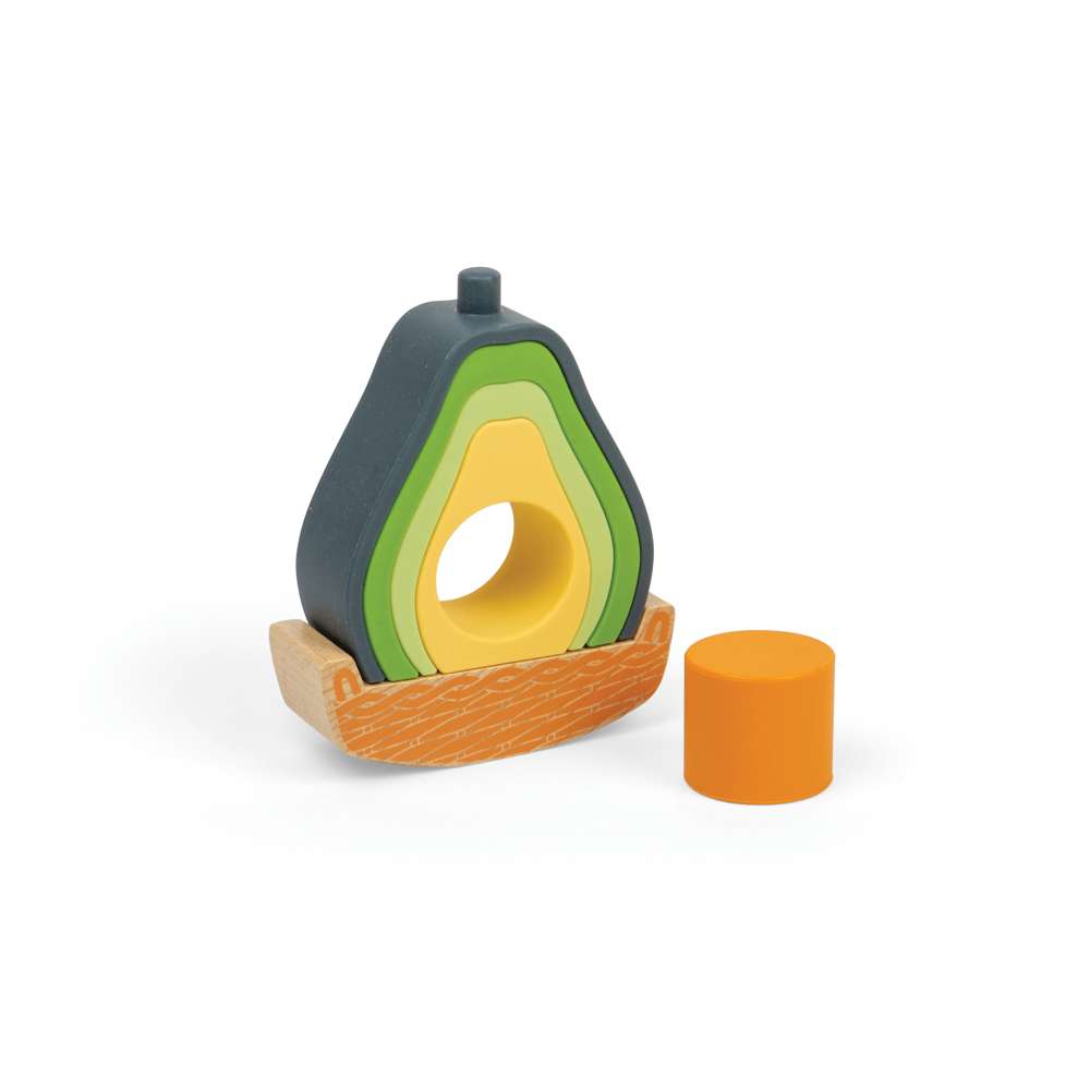 Bigjigs Toys Silicone Rocking Avocado Stacking and Nesting Sensory Toy for 12 Months Plus