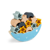 Bigjigs Toys Simply Scandi Moon Balance Stacker Silicone and Wooden Stacking Toy 13 Pieces