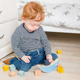 Bigjigs Toys Simply Scandi Moon Balance Stacker Silicone and Wooden Stacking Toy 13 Pieces
