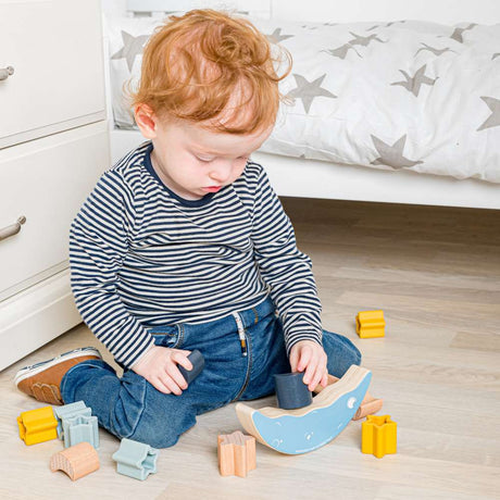 Bigjigs Toys Simply Scandi Moon Balance Stacker Silicone and Wooden Stacking Toy 13 Pieces